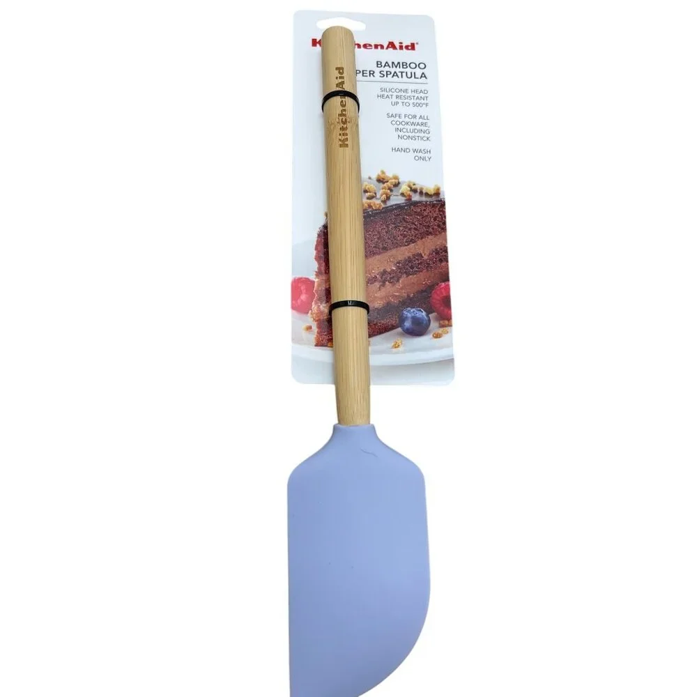 KitchenAid Lavender Bamboo‎ Spatula With Silicone Head New!